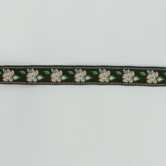 Hovedbilde Pyntebånd blomstret brun og fersken 10 mm