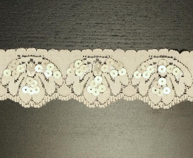 Hovedbilde Elastisk paljettblonde beige 40 mm