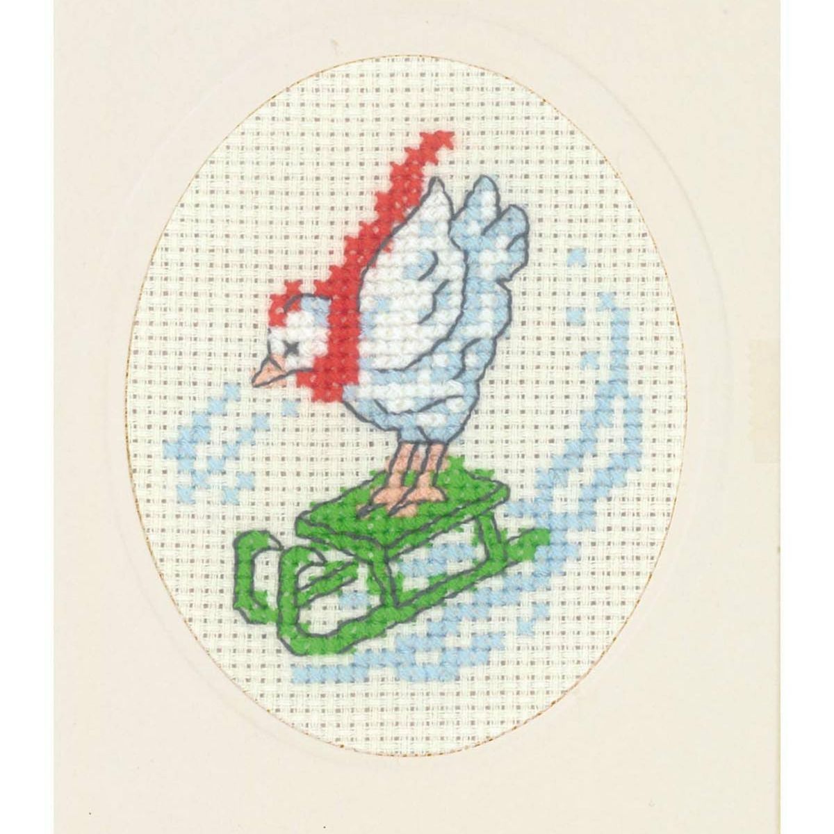 Julekort 9 x 13 cm julehøna broderipakke