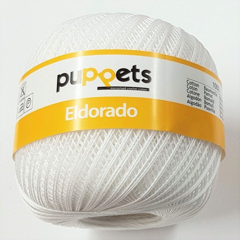 Heklegarn No.16 hvit 50 gr. Eldorado Puppets 