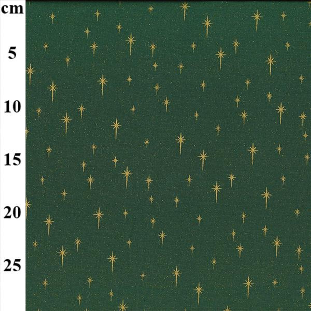 Jul grønn med stjerner i gull bomullstoff 