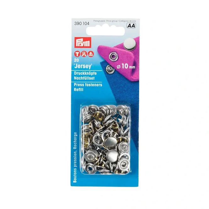 Hovedbilde Trykknapp Jersey metall 10mm Refillpakke 20 stk.
