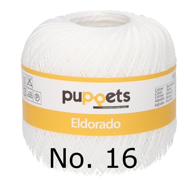 Hovedbilde Heklegarn No.16 hvit 50 gr. Eldorado Puppets 