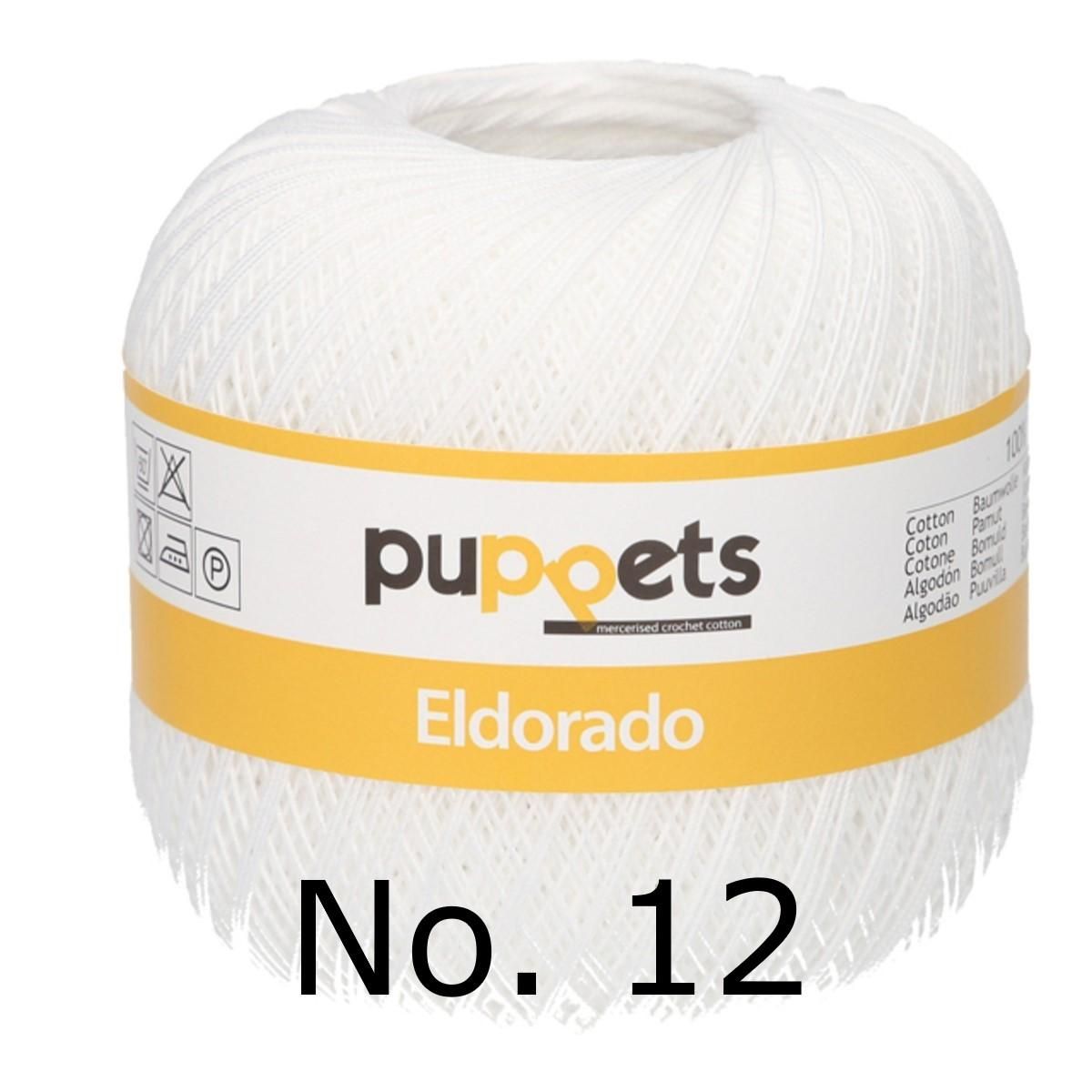 Heklegarn No.12 hvit 50 gr. Eldorado Puppets 