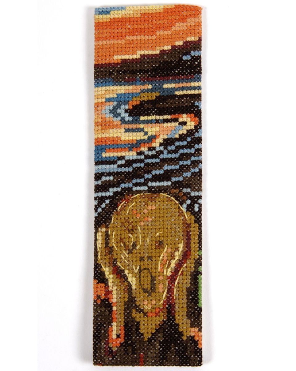 Bokmerke Skrik korssting 5 x 17 cm DMC broderipakke