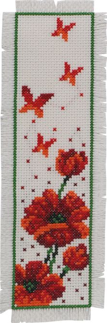 Hovedbilde Bokmerke valmuer og sommerfugler 7 x 22 cm ...